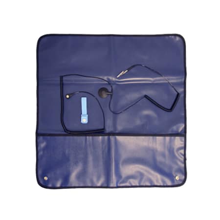 Transforming Technologies 2'x2' Field Service Kit, Blue, Wrist Band Set, Center Snap Ground Cord FSM2424BSG